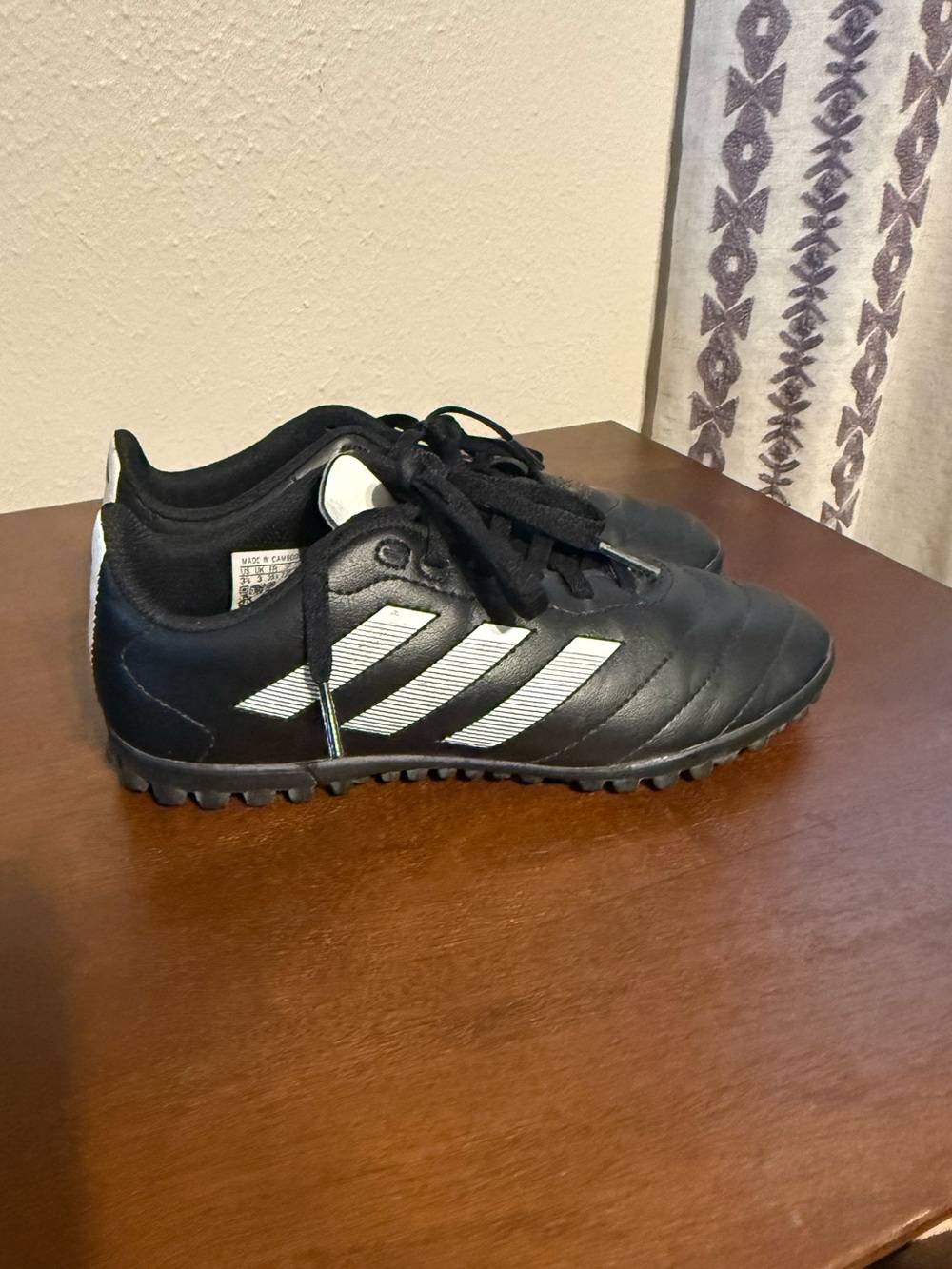 adidas Kids Black White Turf Soccer Shoes